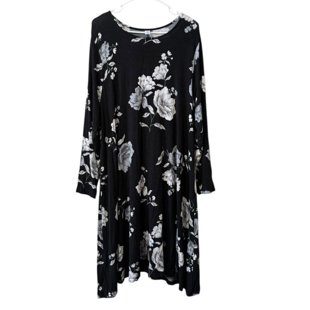 Old Navy Womens Black And White‎ Flores Dress Size XXL Office Wedding Guest City